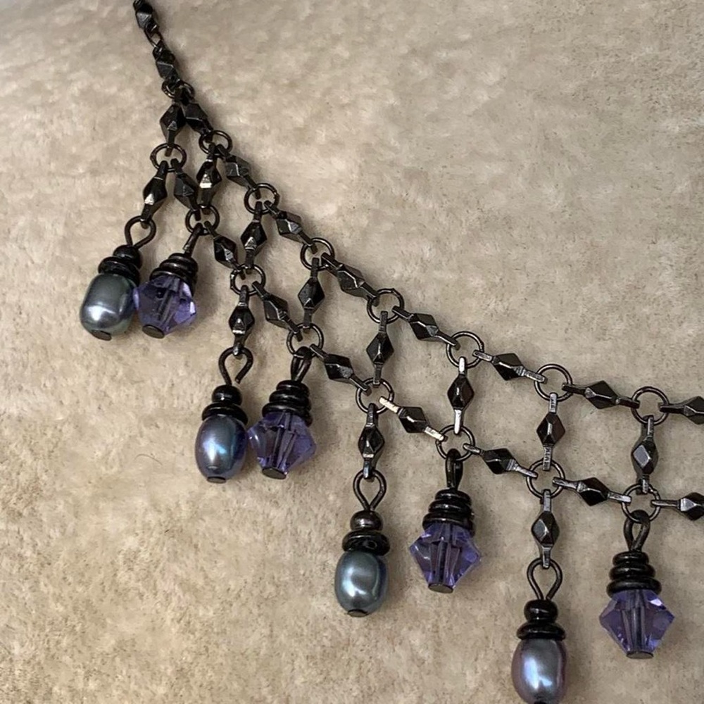 1928 fairy core iridescent purple glass pearls y2k fairycore - Picture 6 of 8